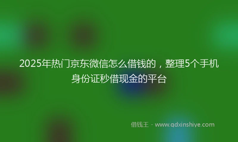 2025年热门京东微信怎么借钱的，整理5个手机身份证秒借现金的平台