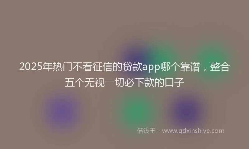 2025年热门不看征信的贷款app哪个靠谱，整合五个无视一切必下款的口子