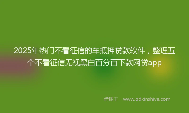 2025年热门不看征信的车抵押贷款软件，整理五个不看征信无视黑白百分百下款网贷app
