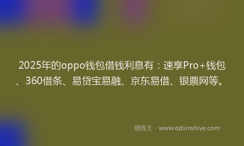 2025年的oppo钱包借钱利息有：速享Pro+钱包、360借条、易贷宝易融、京东易借、银票网等。
