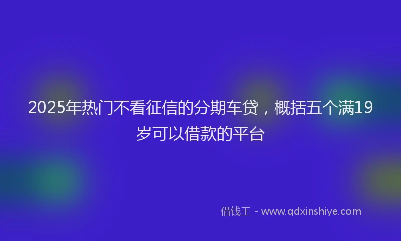 2025年热门不看征信的分期车贷，概括五个满19岁可以借款的平台