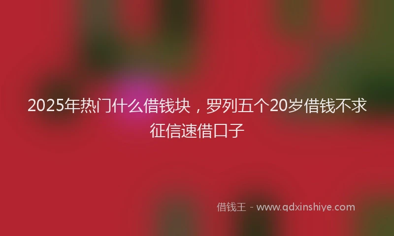 2025年热门什么借钱块，罗列五个20岁借钱不求征信速借口子