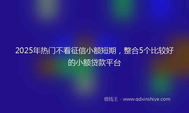 2025年热门不看征信小额短期，整合5个比较好的小额贷款平台