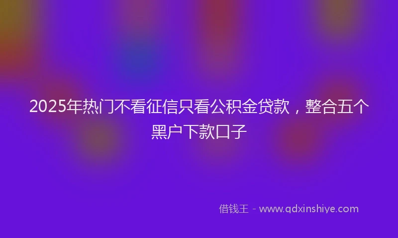 2025年热门不看征信只看公积金贷款，整合五个黑户下款口子