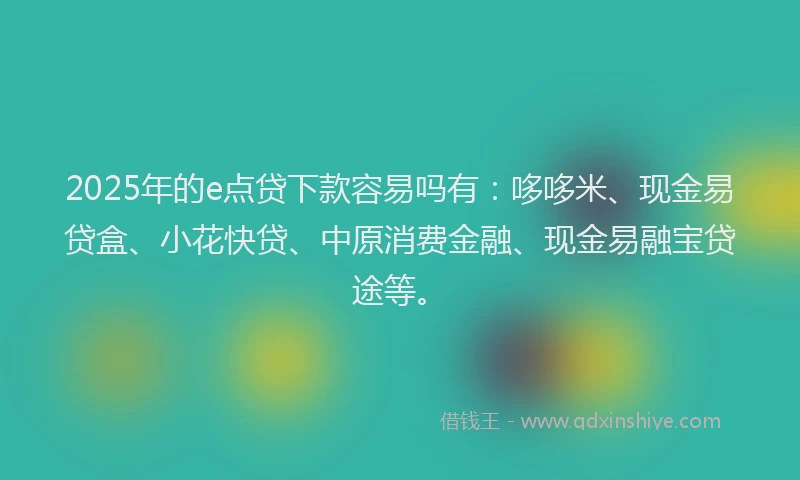 2025年的e点贷下款容易吗有：哆哆米、现金易贷盒、小花快贷、中原消费金融、现金易融宝贷途等。