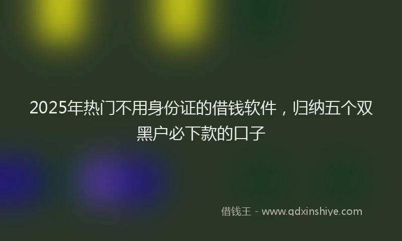 2025年热门不用身份证的借钱软件，归纳五个双黑户必下款的口子