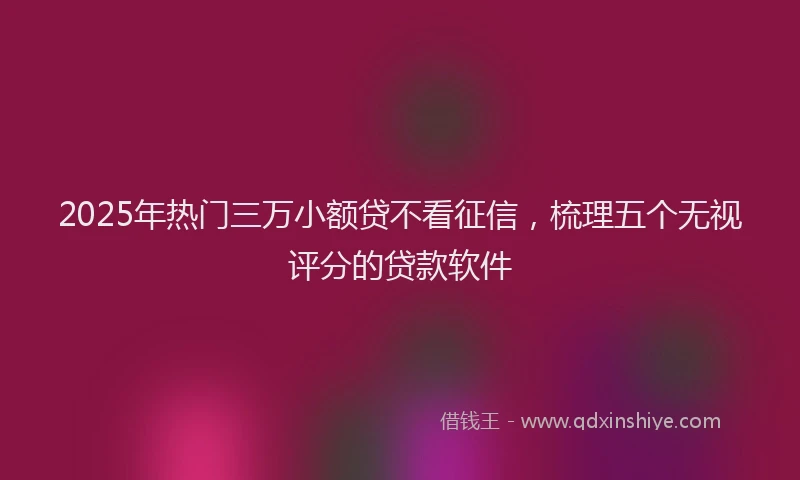2025年热门三万小额贷不看征信，梳理五个无视评分的贷款软件