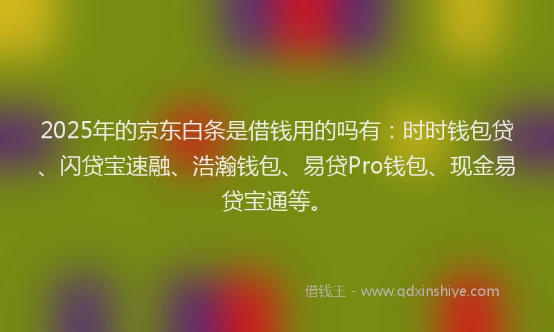 2025年的京东白条是借钱用的吗有：时时钱包贷、闪贷宝速融、浩瀚钱包、易贷Pro钱包、现金易贷宝通等。