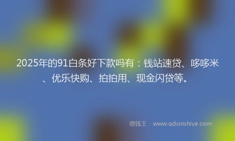 2025年的91白条好下款吗有：钱站速贷、哆哆米、优乐快购、拍拍用、现金闪贷等。