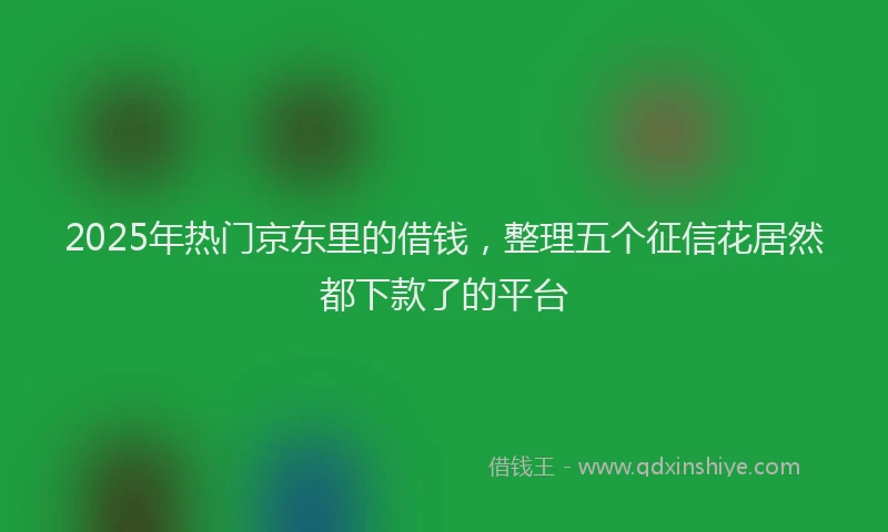 2025年热门京东里的借钱，整理五个征信花居然都下款了的平台