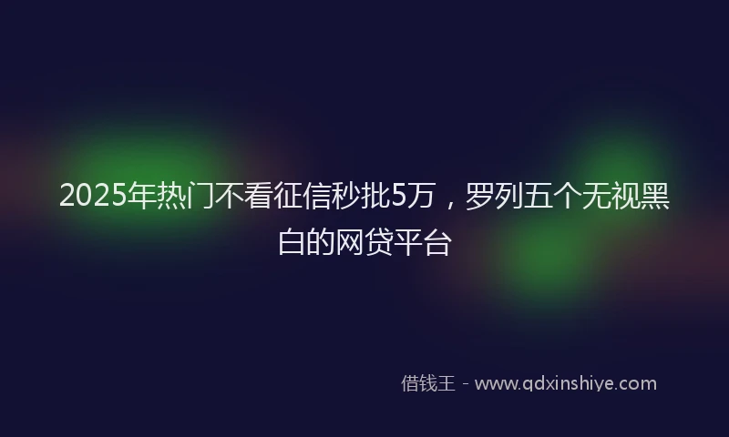 2025年热门不看征信秒批5万，罗列五个无视黑白的网贷平台