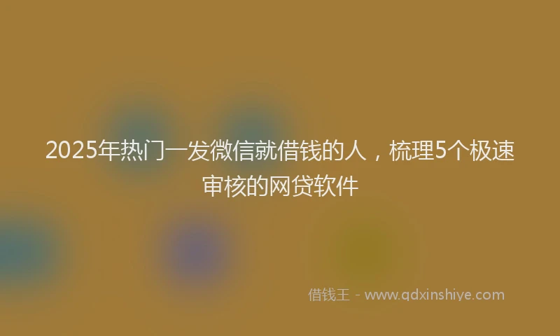 2025年热门一发微信就借钱的人，梳理5个极速审核的网贷软件