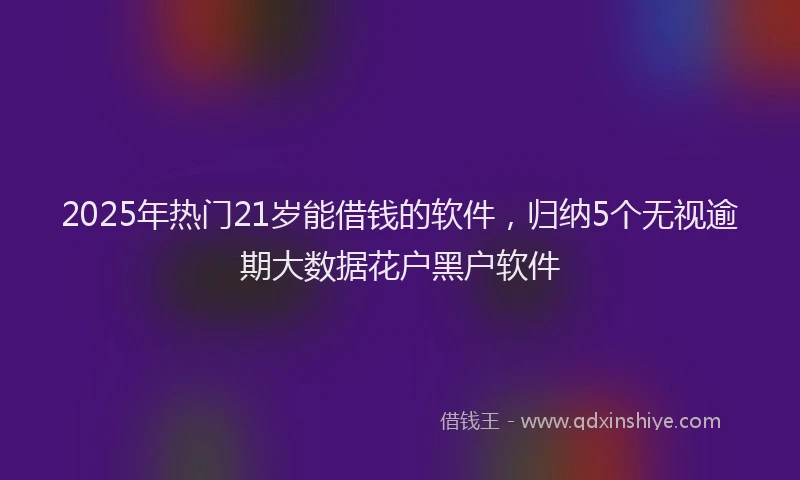 2025年热门21岁能借钱的软件，归纳5个无视逾期大数据花户黑户软件