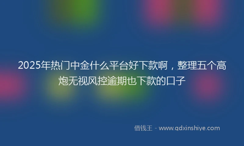 2025年热门中金什么平台好下款啊，整理五个高炮无视风控逾期也下款的口子