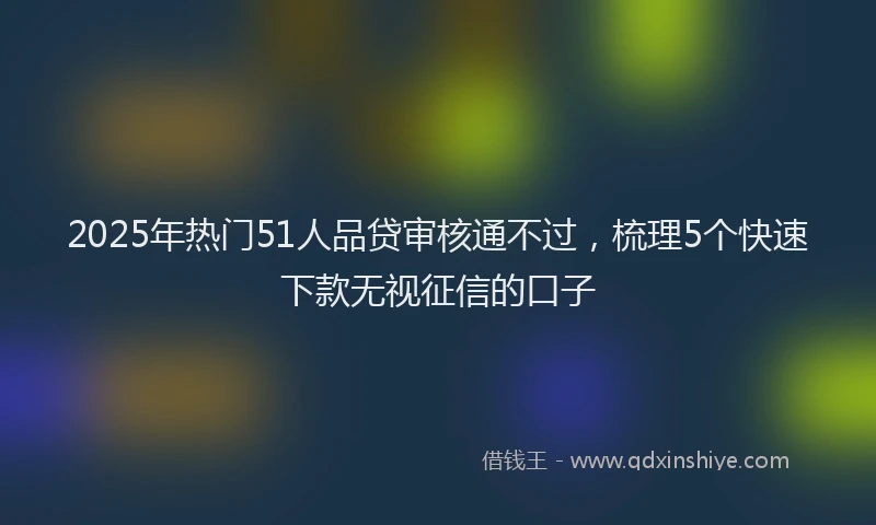 2025年热门51人品贷审核通不过，梳理5个快速下款无视征信的口子