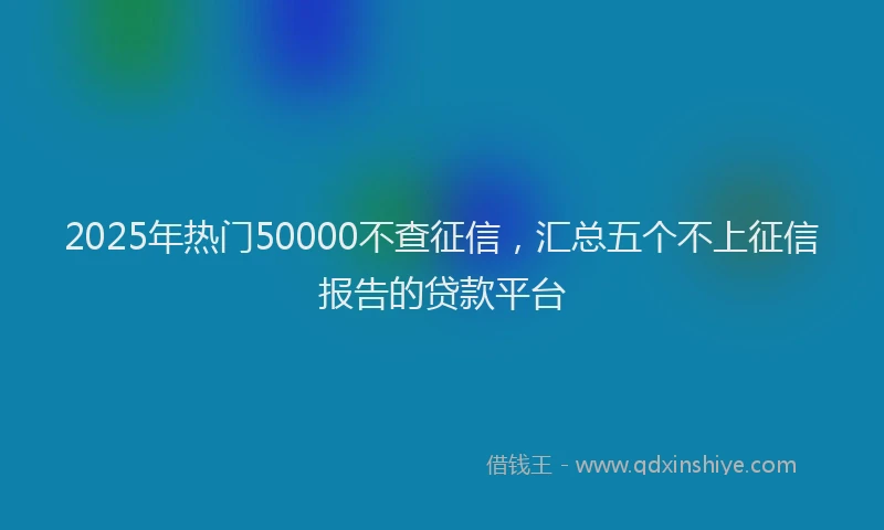 2025年热门50000不查征信，汇总五个不上征信报告的贷款平台