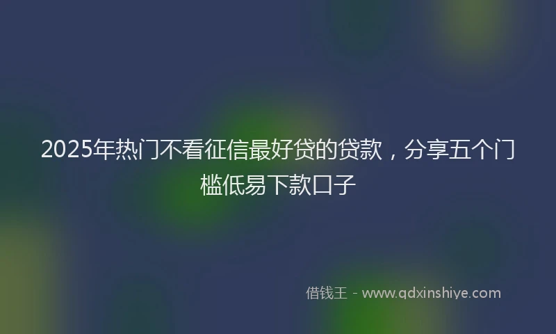 2025年热门不看征信最好贷的贷款，分享五个门槛低易下款口子