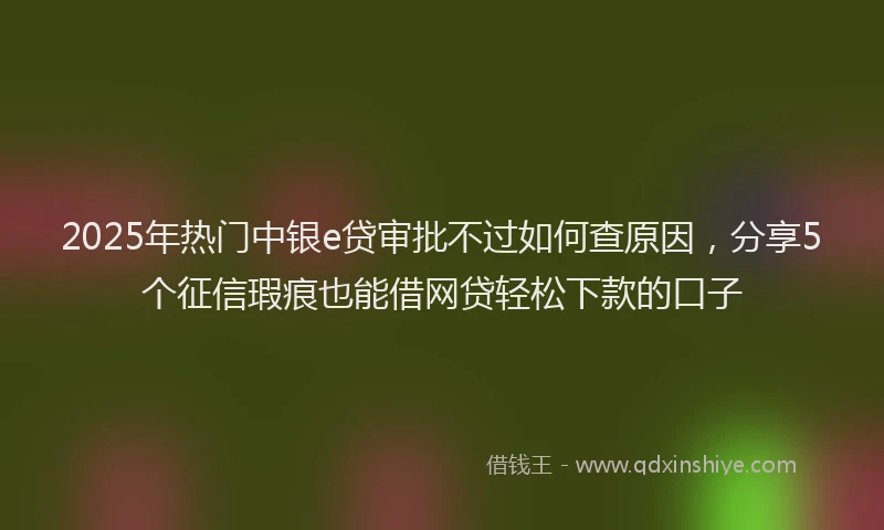 2025年热门中银e贷审批不过如何查原因，分享5个征信瑕疵也能借网贷轻松下款的口子