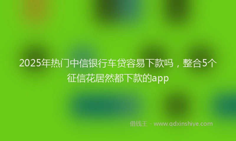 2025年热门中信银行车贷容易下款吗，整合5个征信花居然都下款的app
