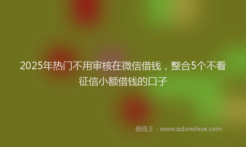 2025年热门不用审核在微信借钱，整合5个不看征信小额借钱的口子