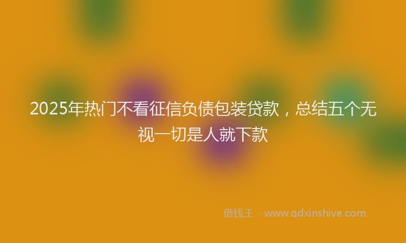 2025年热门不看征信负债包装贷款，总结五个无视一切是人就下款