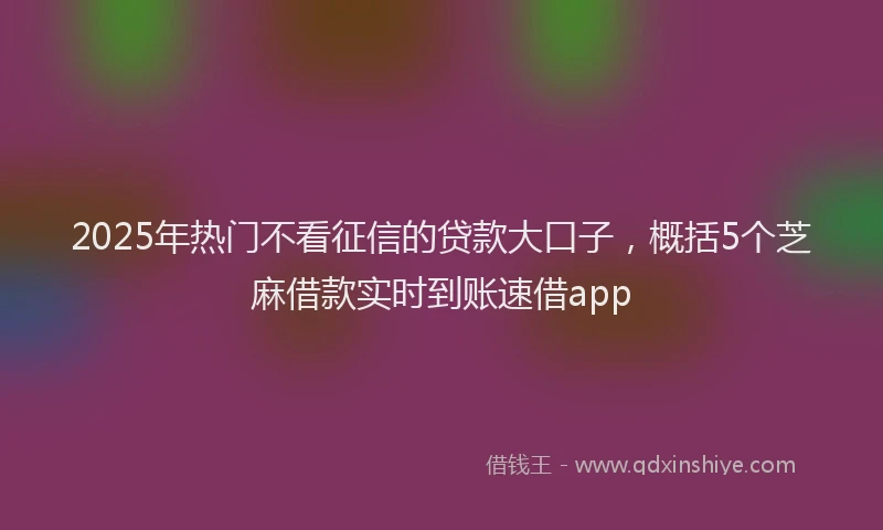 2025年热门不看征信的贷款大口子，概括5个芝麻借款实时到账速借app