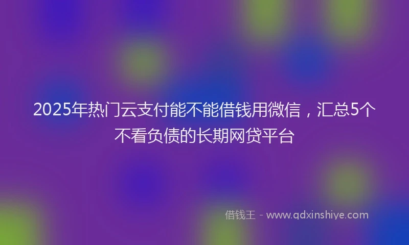 2025年热门云支付能不能借钱用微信，汇总5个不看负债的长期网贷平台