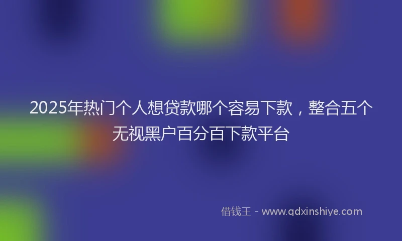2025年热门个人想贷款哪个容易下款，整合五个无视黑户百分百下款平台