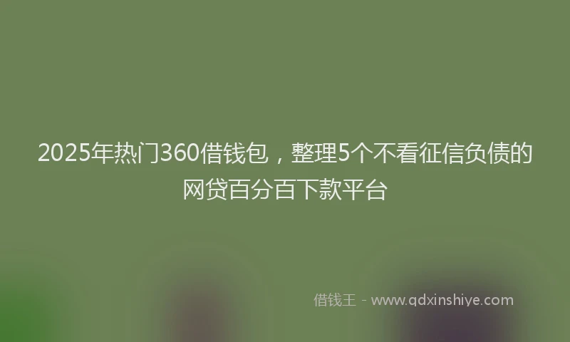 2025年热门360借钱包，整理5个不看征信负债的网贷百分百下款平台