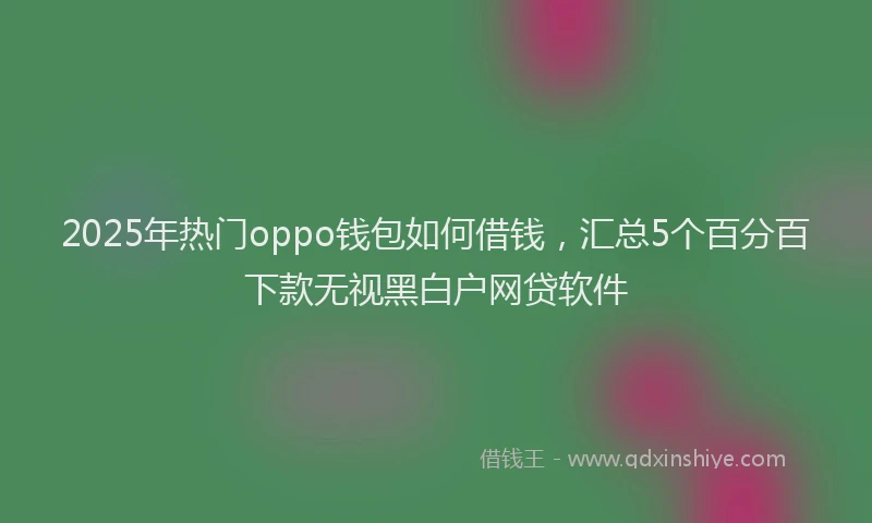 2025年热门oppo钱包如何借钱，汇总5个百分百下款无视黑白户网贷软件