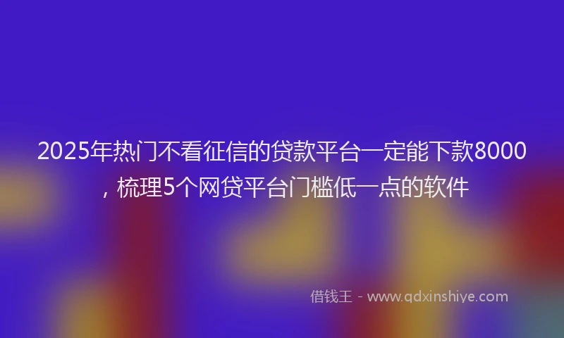 2025年热门不看征信的贷款平台一定能下款8000，梳理5个网贷平台门槛低一点的软件