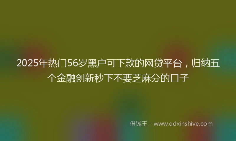 2025年热门56岁黑户可下款的网贷平台，归纳五个金融创新秒下不要芝麻分的口子