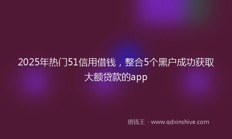2025年热门51信用借钱，整合5个黑户成功获取大额贷款的app