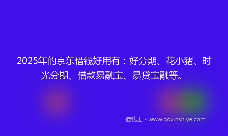 2025年的京东借钱好用有：好分期、花小猪、时光分期、借款易融宝、易贷宝融等。