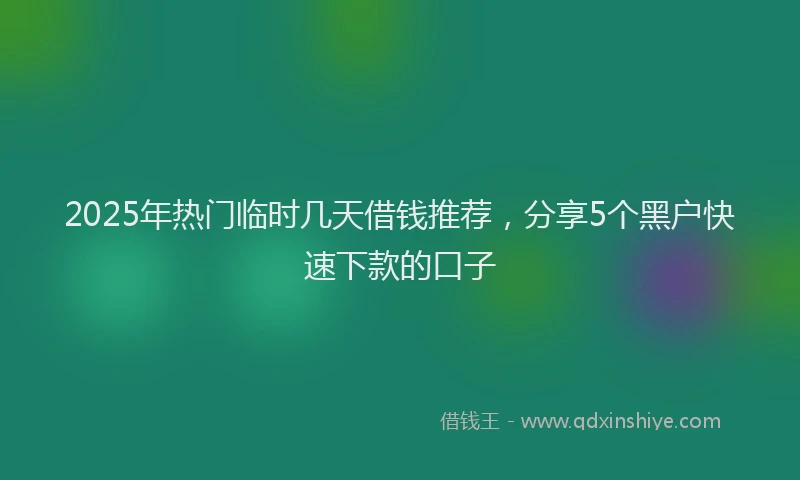 2025年热门临时几天借钱推荐，分享5个黑户快速下款的口子