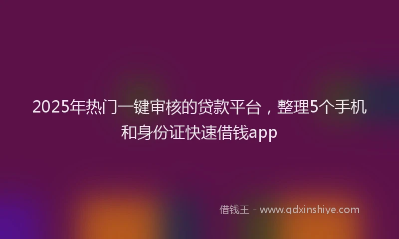 2025年热门一键审核的贷款平台，整理5个手机和身份证快速借钱app