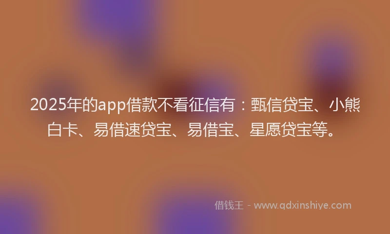 2025年的app借款不看征信有：甄信贷宝、小熊白卡、易借速贷宝、易借宝、星愿贷宝等。