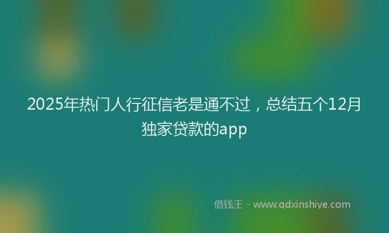 2025年热门人行征信老是通不过，总结五个12月独家贷款的app