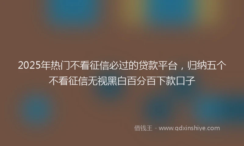 2025年热门不看征信必过的贷款平台，归纳五个不看征信无视黑白百分百下款口子