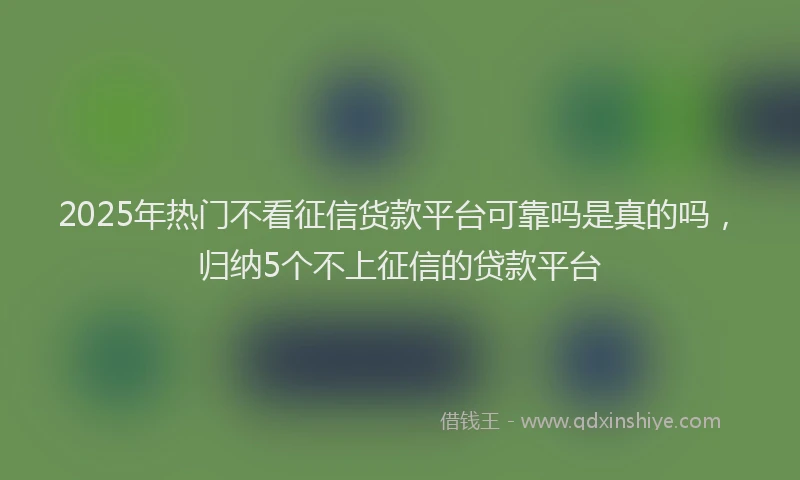 2025年热门不看征信货款平台可靠吗是真的吗，归纳5个不上征信的贷款平台
