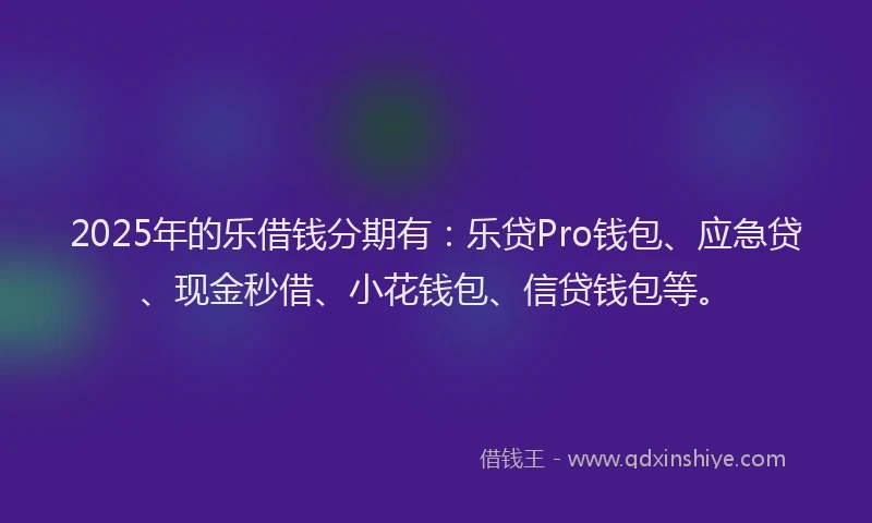 2025年的乐借钱分期有：乐贷Pro钱包、应急贷、现金秒借、小花钱包、信贷钱包等。