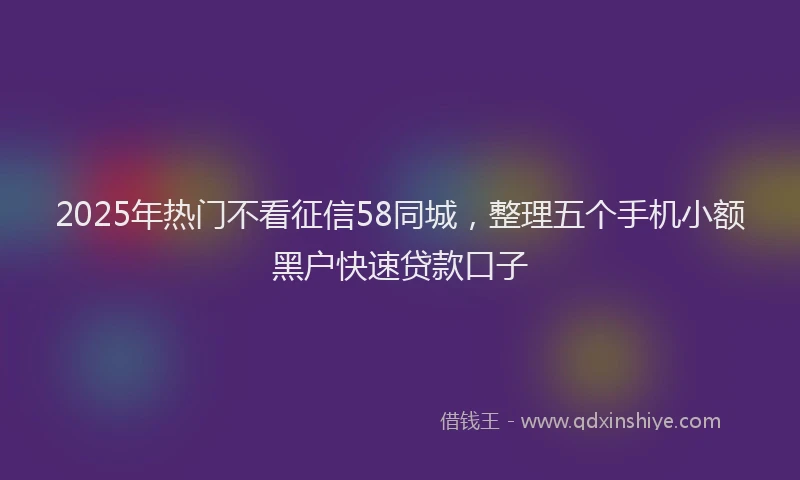 2025年热门不看征信58同城，整理五个手机小额黑户快速贷款口子