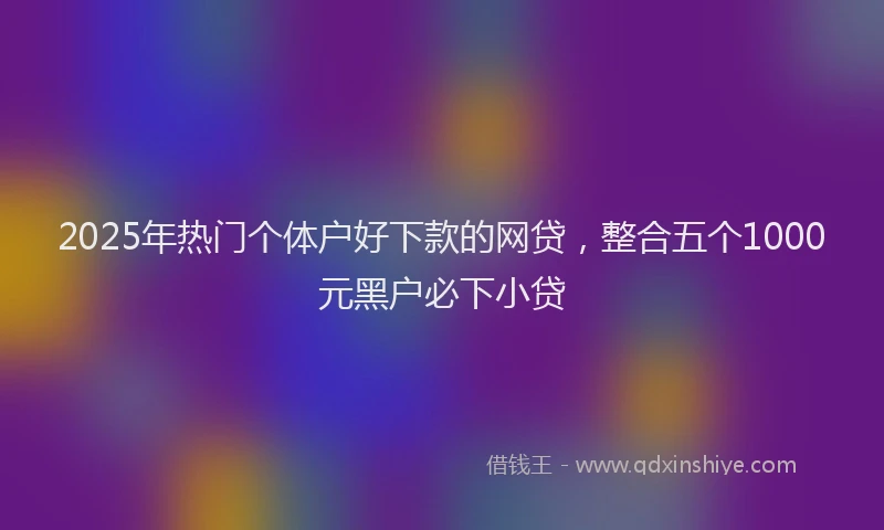 2025年热门个体户好下款的网贷，整合五个1000元黑户必下小贷
