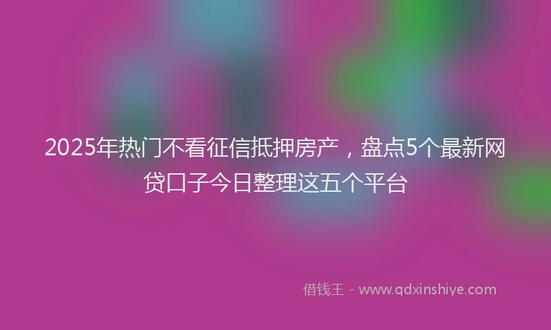 2025年热门不看征信抵押房产，盘点5个最新网贷口子今日整理这五个平台