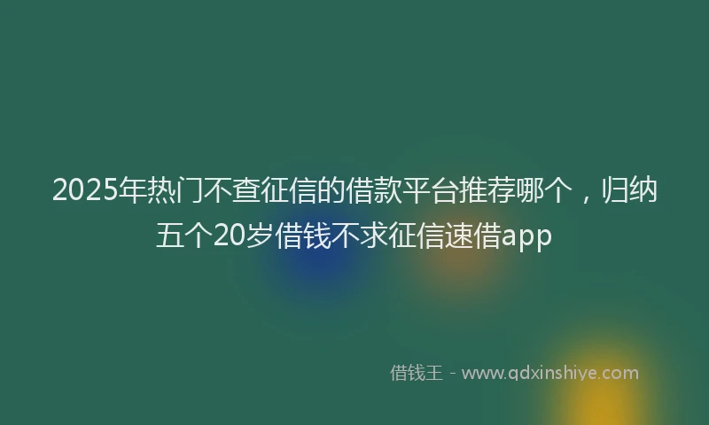 2025年热门不查征信的借款平台推荐哪个，归纳五个20岁借钱不求征信速借app