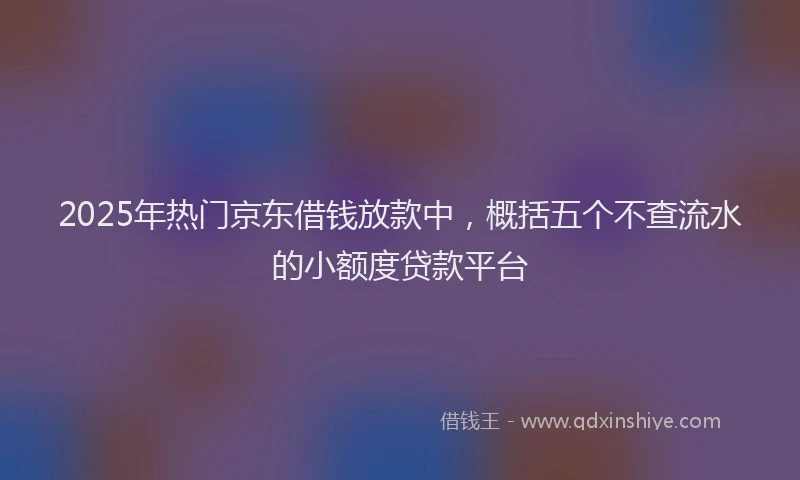 2025年热门京东借钱放款中，概括五个不查流水的小额度贷款平台