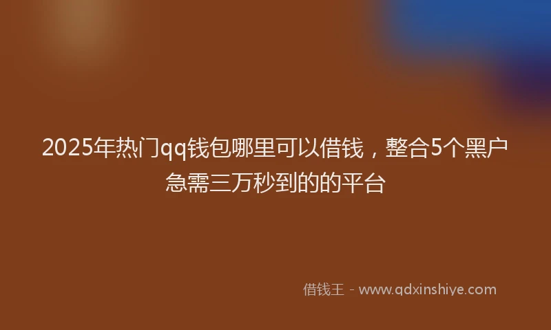 2025年热门qq钱包哪里可以借钱，整合5个黑户急需三万秒到的的平台