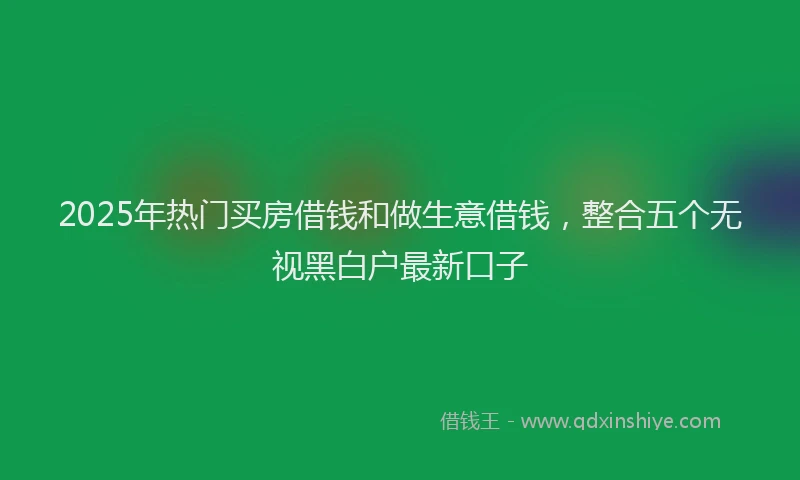 2025年热门买房借钱和做生意借钱，整合五个无视黑白户最新口子
