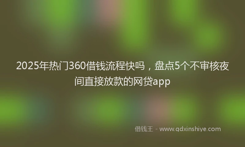 2025年热门360借钱流程快吗，盘点5个不审核夜间直接放款的网贷app
