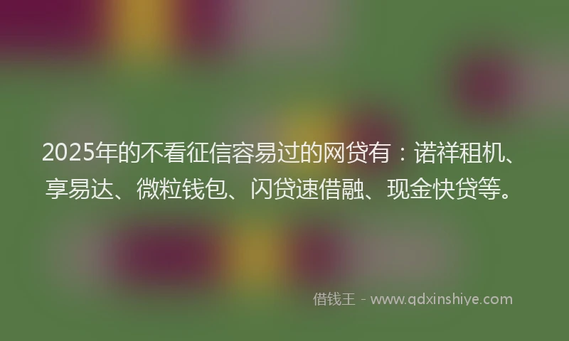 2025年的不看征信容易过的网贷有：诺祥租机、享易达、微粒钱包、闪贷速借融、现金快贷等。